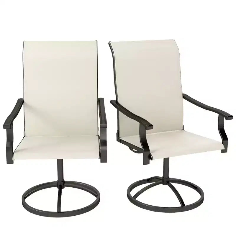 Outsunny Patio Swivel Chairs Set of 2, High Back Patio Dining Chairs with All-Weather Mesh Fabric and Metal Frame for Backyard, Porch or Garden