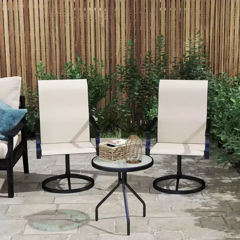 Outsunny Patio Swivel Chairs Set of 2, High Back Patio Dining Chairs with All-Weather Mesh Fabric and Metal Frame for Backyard, Porch or Garden