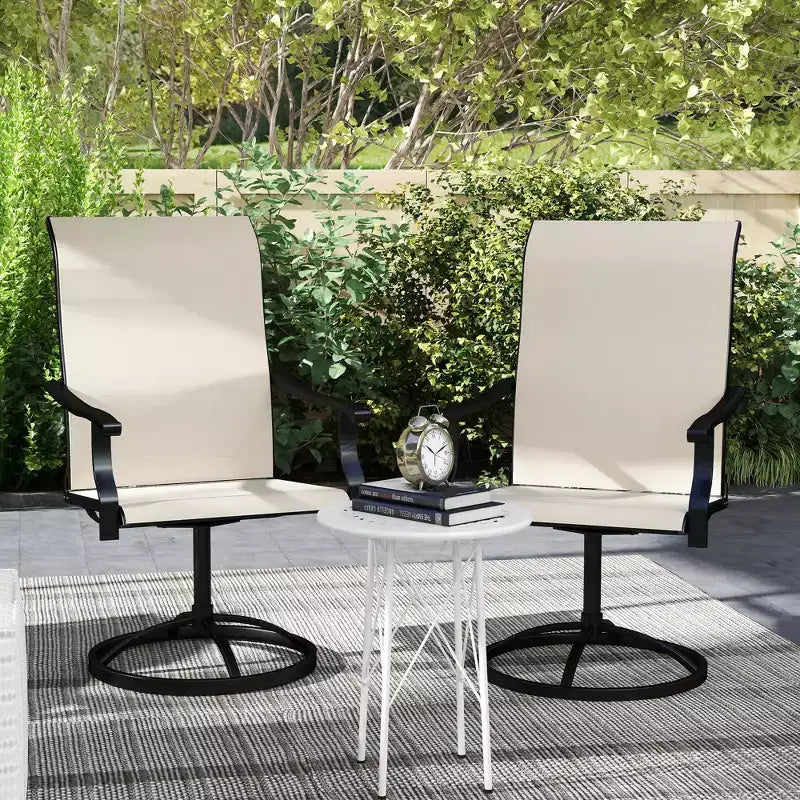 Outsunny Patio Swivel Chairs Set of 2, High Back Patio Dining Chairs with All-Weather Mesh Fabric and Metal Frame for Backyard, Porch or Garden