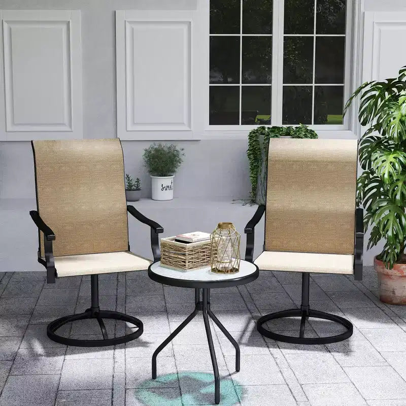 Outsunny Patio Swivel Chairs Set of 2, High Back Patio Dining Chairs with All-Weather Mesh Fabric and Metal Frame for Backyard, Porch or Garden