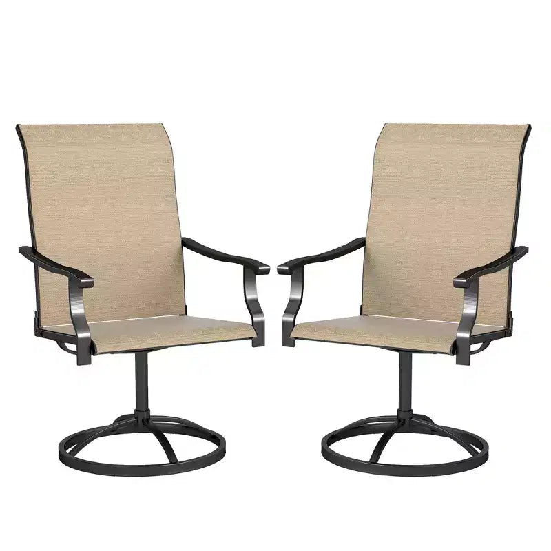 Outsunny Set di 2 Sedie Girevoli da Esterno, Sedie da Pranzo da Giardino con Schienale Alto, Tessuto in Rete Traspirante e Telaio in Metallo, per Balcone, Giardino, Portico