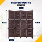 BestMassage 4/6 Panel Wooden Room Divider Folding Portable Partition Screen