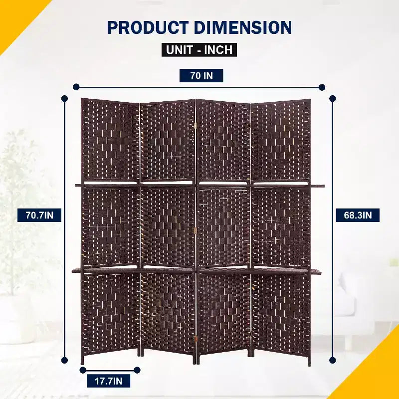 BestMassage 4/6 Panel Wooden Room Divider Folding Portable Partition Screen