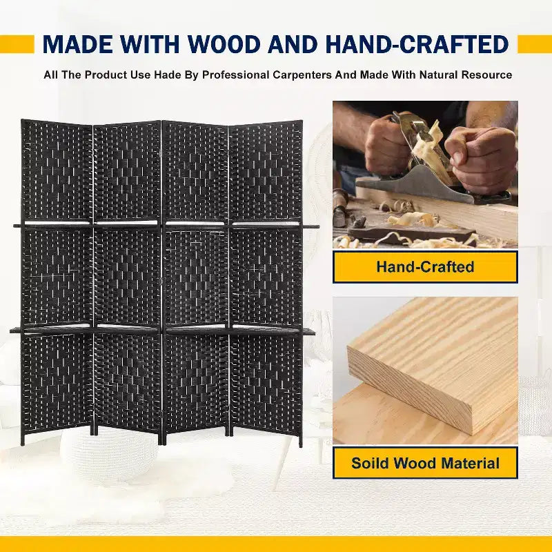 BestMassage 4/6 Panel Wooden Room Divider Folding Portable Partition Screen
