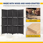 BestMassage 4/6 Panel Wooden Room Divider Folding Portable Partition Screen