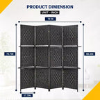 BestMassage 4/6 Panel Wooden Room Divider Folding Portable Partition Screen
