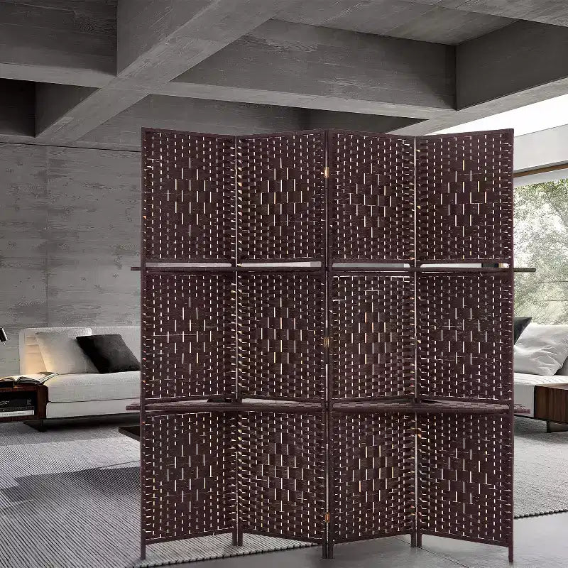 BestMassage 4/6 Panel Wooden Room Divider Folding Portable Partition Screen