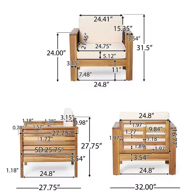 Christopher Knight Home Rabun Outdoor Acacia Wood Club Chairs with Cushions (Set of 2)