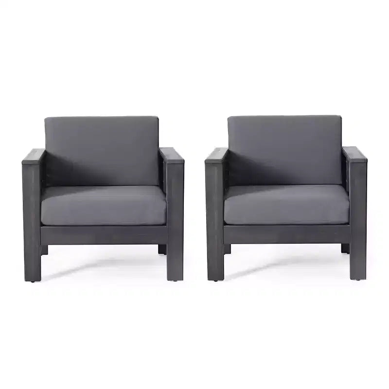 Christopher Knight Home Rabun Outdoor Acacia Wood Club Chairs with Cushions (Set of 2)