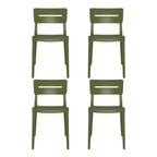 WestinTrends Playa Outdoor Modern Stackable Plastic Patio Dining Chairs (Set of 4), Olive Green