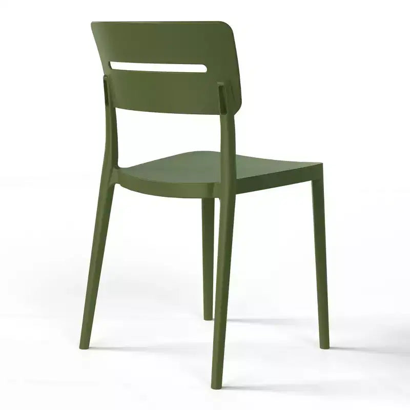 WestinTrends Playa Sedie da pranzo impilabili moderne da esterno in plastica (set da 4), verde oliva