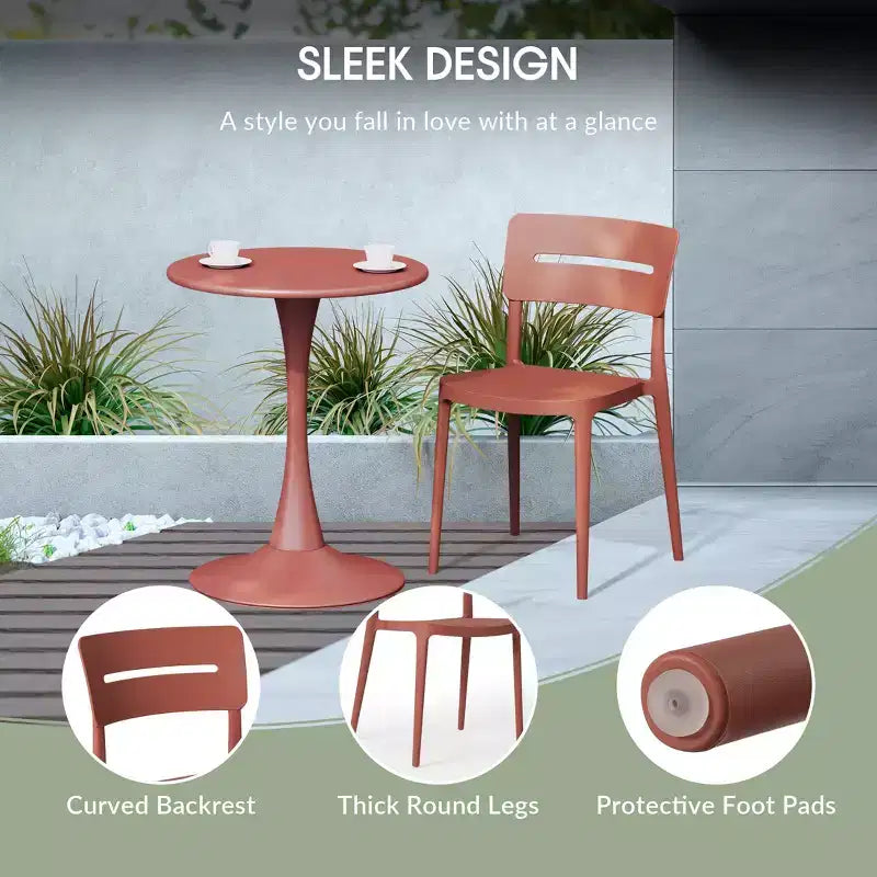 WestinTrends Playa Outdoor Modern Stackable Plastic Patio Dining Chairs (Set of 4), Red