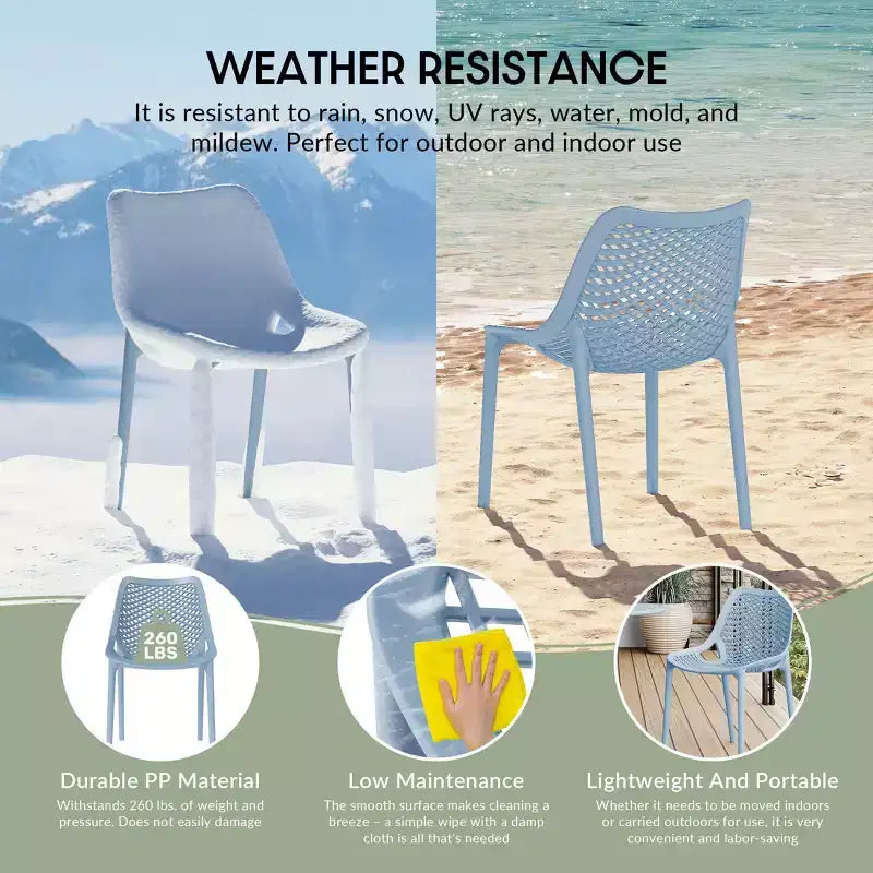 WestinTrends Sedie da pranzo impilabili moderne in plastica da esterno Playa (set da 2)