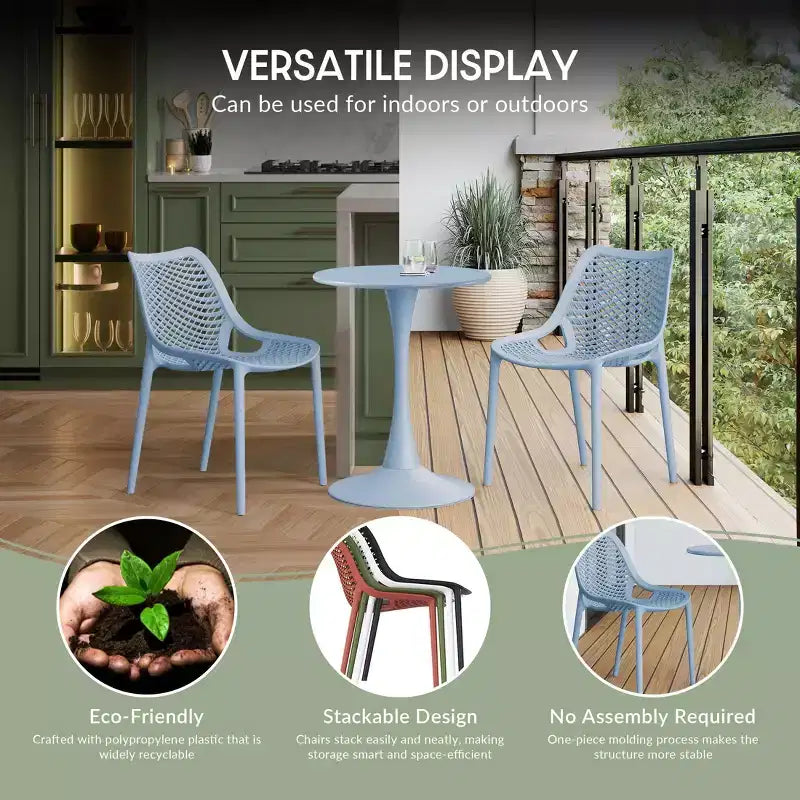 WestinTrends Sedie da pranzo impilabili moderne in plastica da esterno Playa (set da 2)