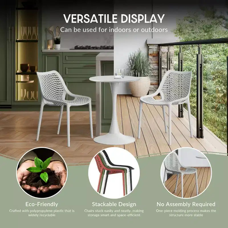 WestinTrends Sedie da pranzo impilabili moderne in plastica da esterno Playa (set da 2)