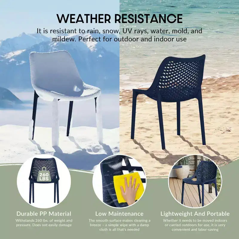 WestinTrends Sedie da pranzo impilabili moderne in plastica da esterno Playa (set da 2)
