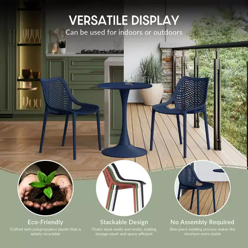 WestinTrends Sedie da pranzo impilabili moderne in plastica da esterno Playa (set da 2)