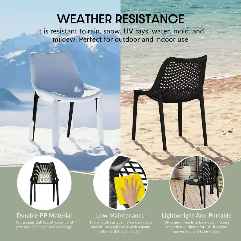WestinTrends Sedie da pranzo impilabili moderne in plastica da esterno Playa (set da 2)