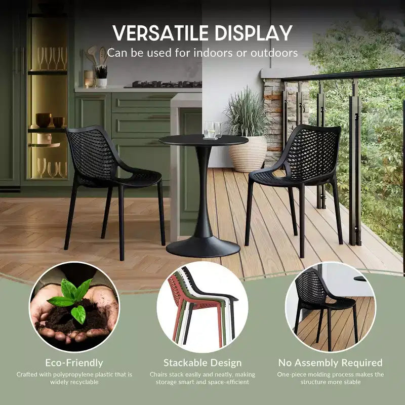WestinTrends Sedie da pranzo impilabili moderne in plastica da esterno Playa (set da 2)