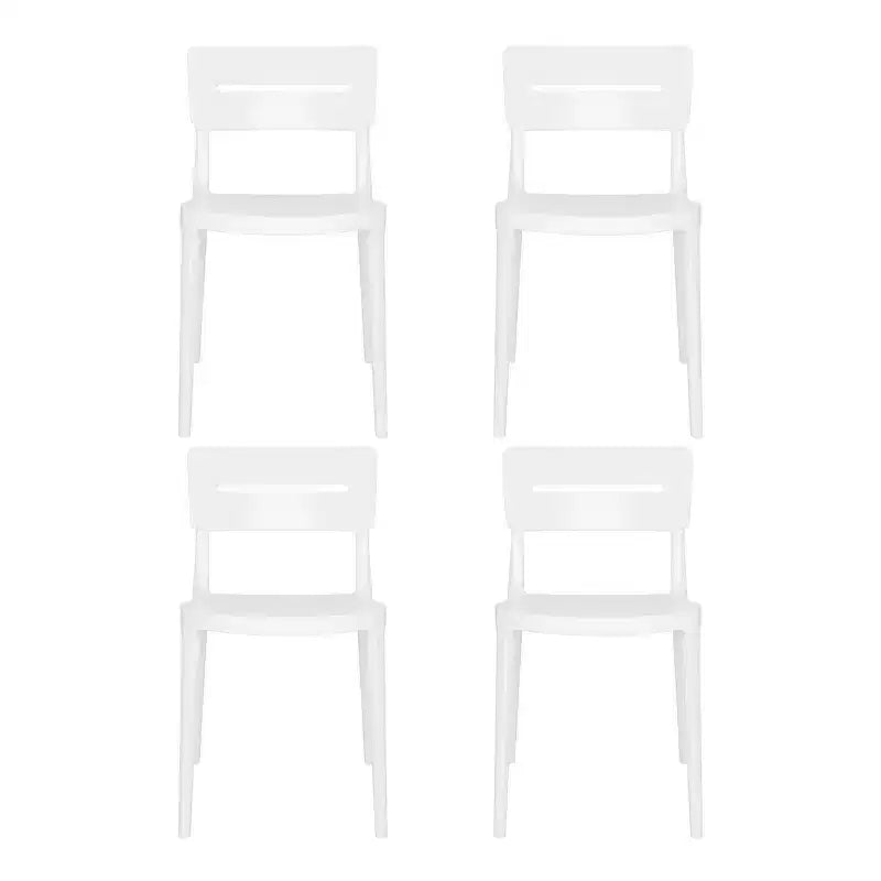 WestinTrends Playa Outdoor Modern Stackable Plastic Patio Dining Chairs (Set of 4), White