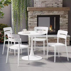 WestinTrends Playa Outdoor Modern Stackable Plastic Patio Dining Chairs (Set of 4), White