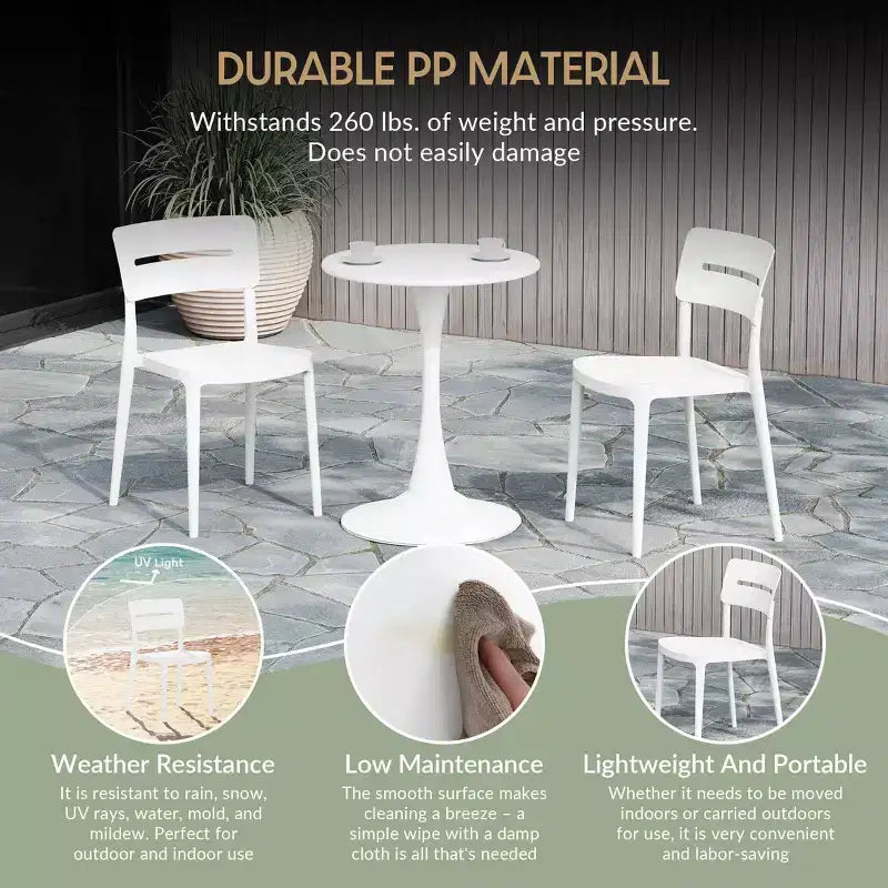 WestinTrends Playa Outdoor Modern Stackable Plastic Patio Dining Chairs (Set of 4), White