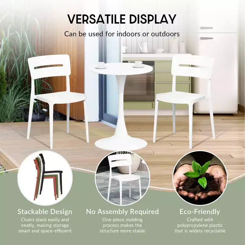WestinTrends Playa Outdoor Modern Stackable Plastic Patio Dining Chairs (Set of 4), White
