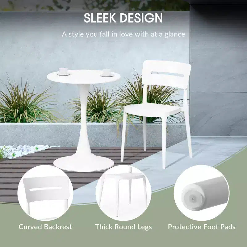 WestinTrends Playa Outdoor Modern Stackable Plastic Patio Dining Chairs (Set of 4), White