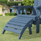 Set da conversazione per esterno a 5 pezzi con 2 pouf pieghevoli, tavolino d'appoggio a due livelli e 2 sedie Adirondack da giardino in plastica regolabili