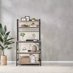 Porta Forno a Microonde con Presa di Corrente, 14 Ganci, Mobiletto Bar per Caffè Regolabile, Scaffale da Cucina, 40 x 80 x 170 cm
