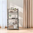 Porta Forno a Microonde con Presa di Corrente, 14 Ganci, Mobiletto Bar per Caffè Regolabile, Scaffale da Cucina, 40 x 80 x 170 cm