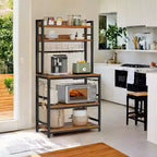 Porta Forno a Microonde con Presa di Corrente, 14 Ganci, Mobiletto Bar per Caffè Regolabile, Scaffale da Cucina, 40 x 80 x 170 cm