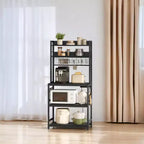 Porta Forno a Microonde con Presa di Corrente, 14 Ganci, Mobiletto Bar per Caffè Regolabile, Scaffale da Cucina, 40 x 80 x 170 cm