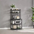 Hutch Bakers Rack with Power Outlet, 14 Hooks Microwave Stand, Adjustable Coffee Bar , Kitchen Storage Shelf, 15.7 x 31.5 x 66.9 Inches