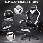 Sedia da Gaming Ergonomica da Ufficio PC Hoffree in Pelle con Massaggio, Poggiapiedi e Regolabile