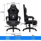Hoffree Sedia da gaming massaggiante traspirante con poggiapiedi e regolabile, sedia da ufficio ergonomica per PC