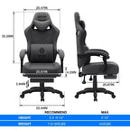 Hoffree Sedia da gaming massaggiante traspirante con poggiapiedi e regolabile, sedia da ufficio ergonomica per PC