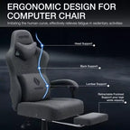 Hoffree Sedia da gaming massaggiante traspirante con poggiapiedi e regolabile, sedia da ufficio ergonomica per PC