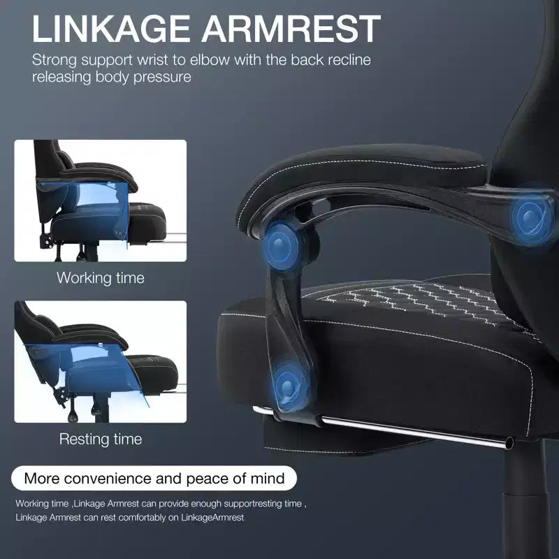 Hoffree Sedia da gaming massaggiante traspirante con poggiapiedi e regolabile, sedia da ufficio ergonomica per PC