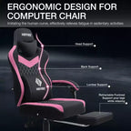 Hoffree Sedia da gaming massaggiante traspirante con poggiapiedi e regolabile, sedia da ufficio ergonomica per PC