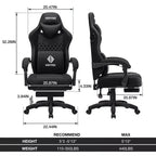Hoffree Breathable Fabric Massage Gaming Chair Ergonomic Office PC Chair with Bluetooth Speaker & Footrest