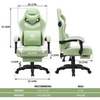 Hoffree Breathable Fabric Massage Gaming Chair Ergonomic Office PC Chair with Bluetooth Speaker & Footrest