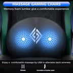 Hoffree Leather Massage Gaming Chair Ergonomic Office PC Chair with Bluetooth Speaker & Footrest