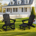 Sedia a Dondolo Adirondack con Poggiapiedi Retraibile e Portabicchieri, Sedia Pieghevole Adirondack in HDPE per Tutte le Condizioni Atmosferiche, Sedia da Pozzo del Fuoco per Verande, Patii