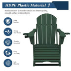 Sedia a Dondolo Adirondack con Poggiapiedi Retraibile e Portabicchieri, Sedia Pieghevole Adirondack in HDPE per Tutte le Condizioni Atmosferiche, Sedia da Pozzo del Fuoco per Verande, Patii