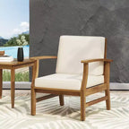 GDFStudio Abena Outdoor Acacia Wood Club Chair with Cushions