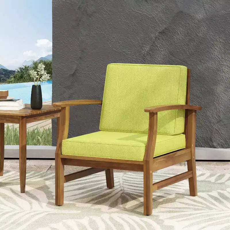 GDFStudio Abena Outdoor Acacia Wood Club Chair with Cushions