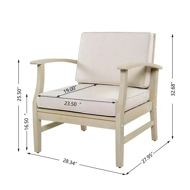 GDFStudio Abena Outdoor Acacia Wood Club Chair with Cushions