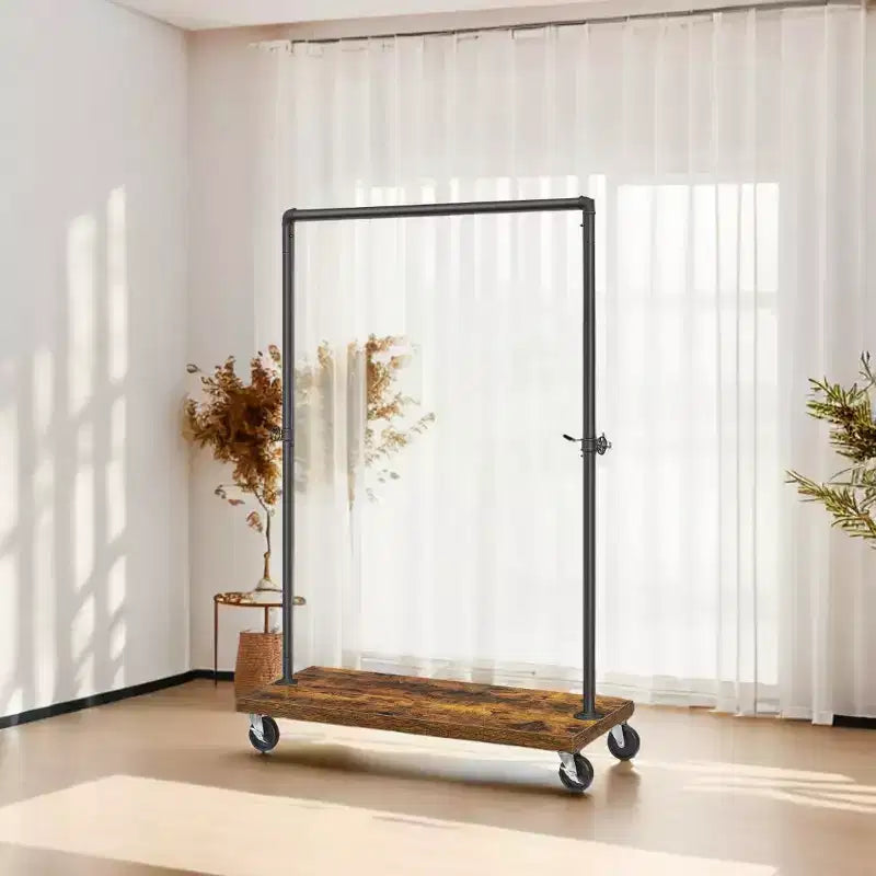 LEDREM Stender Appendigabiti con Ruote e Ripiano, Appendiabiti Industriale Resistente in Stile Tubo per Camera da Letto, Lavanderia, Esposizione Commerciale