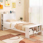 Costway Twin/Full Size Bed Frame with Storage Headboard & Footboard LED Bed Frame with 2 USB Ports